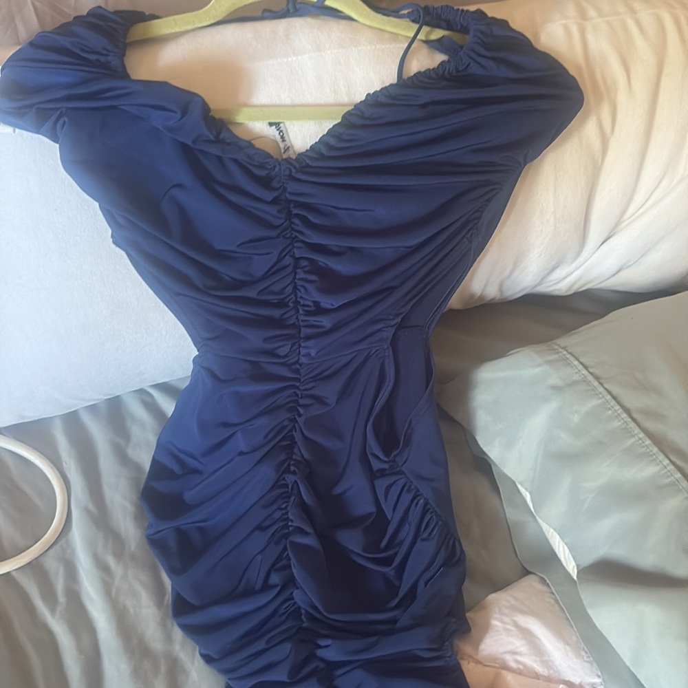 Elegant & Sexy Blue Ruched Dress Size M